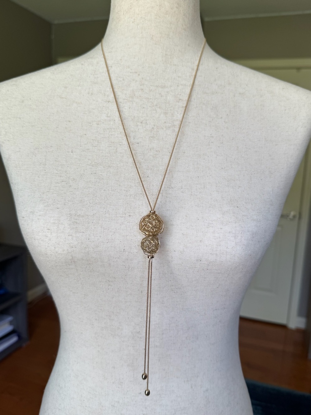 14th & Union Elegant Gold Long Lariat Necklace and Earrings set